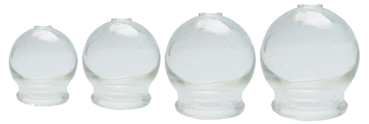 Schröpfglas-Set, je 1 St. D 3,5/4,5/5,5/6,5 cm, dickwandig