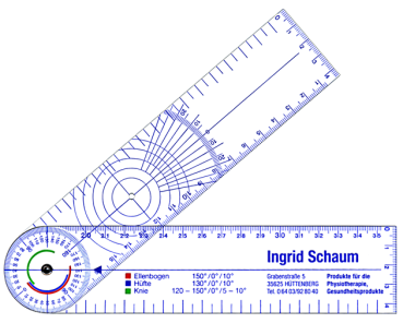 Winkelmesser, PVC, mit farbiger Kennung verschiedener Messbereiche